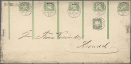 GA Bayern - Besonderheiten: 1882, 3 Pf Grün Wappenausgabe Im STREIFBAND-BOGEN Mit 5 Stück Zusammenhänge - Other & Unclassified