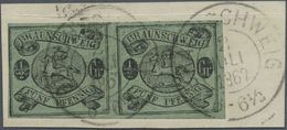 Brfst/ Braunschweig - Marken Und Briefe: 1861, ½ Gr Schwarz Auf Lebhaftgraugrün, Fast Voll- überrandiges, G - Brunswick