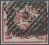 O Braunschweig - Marken Und Briefe: 1861, 3 Sgr. Rosakarmin Vollrandiges Kabinettstück Mit Nr.-St. "9" - Brunswick