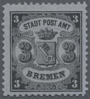 ** Bremen - Marken Und Briefe: 1866. Staatswappen 3 Gr. Schwarz/blaugrau, Type I Mit Bogen über Der Kro - Bremen