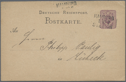 GA Hamburg - Stempel: 1873/1879, Sechs Ganzsachenkarten Je Mit L3 Bahnpoststempeln Und Verschiedenen Üb - Hamburg (Amburgo)