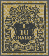 * Hannover - Marken Und Briefe: 1855, Probedruck 1/10 Thaler Mit Engmaschigem Olivgelbem Netzwerk, Ung - Hanovre