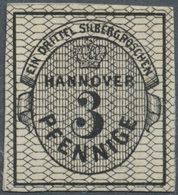 (*) Hannover - Marken Und Briefe: 1856/57: 3 Pfg. Probedruck, Schwarz/weiß, Allseits Breitrandig, In Ori - Hanover