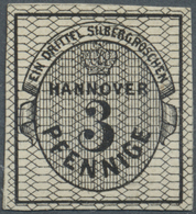(*) Hannover - Marken Und Briefe: 1856/57: 3 Pfg. Probedruck, Schwarz/weiß, Allseits Breitrandig, In Ori - Hanovre