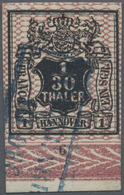 O Hannover - Marken Und Briefe: 1857, Freimarke 1/30 Th / 1 Sgr, Netzwerk Rotkarmin, Gebraucht Mit Zwe - Hanover