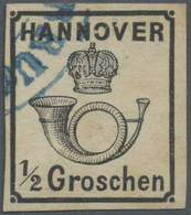 O Hannover - Marken Und Briefe: 1860,  1/2 Gr. Schwarz, Weiße Gummierung, Breitrandiges Farbfrisches K - Hanovre