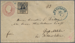 GA Hannover - Ganzsachen: 1857, Ganzsachnumschlag 1 Sgr. Wertstempel Links Mit Vollrandiger Zusatzfrank - Hanover