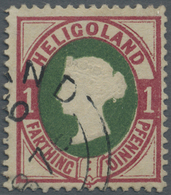 O Helgoland - Marken Und Briefe: 1875, Viktoria 1 F / 1 Pf. Lilakarmin/dunkelgrün Ovalausgabe Mit Rund - Heligoland
