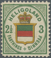 (*) Helgoland - Marken Und Briefe: 1876, 3 Pf./2 ½ F. Dunkelgrün/zinnoberrot/goldgelb PROBEDRUCK Dickes - Héligoland