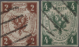 O Lübeck - Marken Und Briefe: 1859, 2 S Rötlichbraun Und 4 S Dunkelgrün Mit Wasserzeichen Und Je Klare - Lübeck