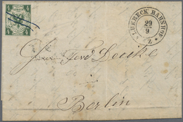 Br Lübeck - Marken Und Briefe: 1859, Einzelfrankatur 4 S Dunkelgrün, Alleits Voll/breitrandig Mit Zwei - Lübeck
