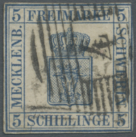 O Mecklenburg-Schwerin - Marken Und Briefe: 1856, 5 S Blau Sauber Gestempelt Mit BELGISCHEM NUMMERNSTE - Mecklenburg-Schwerin