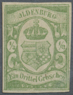 (*) Oldenburg - Marken Und Briefe: 1861, 1/3 Gr. Dunkelgelblichgrün, Ungebraucht Mit Gummi (wohl Neugumm - Oldenburg