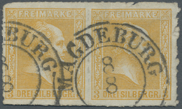 O/ Preußen - Marken Und Briefe: 1858, 3 Sgr. Gelborange Im Waagerechten Paar Mit Allseits Unregelmäßige - Andere & Zonder Classificatie