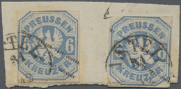 Brfst Preußen - Ganzsachenausschnitte: 1867. 6 Kr. Preußischblau, 2 GS-Ausschnitte, Viereckig Geschnitten - Andere & Zonder Classificatie