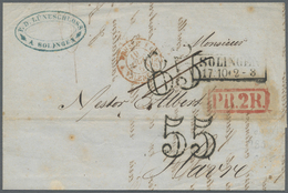 Br Preußen - Stempel: 1854. Markenloser Brief Von Solingen Nach Le Havre Mit Schwarzem Rahmenstempel «S - Altri & Non Classificati