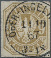 O Preußen - Ortsstempel: OBER-INGELHEIM 11 10 67, Glasklarer K1 Fast Zentrisch Auf Farbfrischer 9 Kr. - Altri & Non Classificati