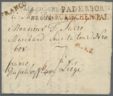 Br Preußen - Transitstempel: 1809, Faltbrief Ab PADERBORN Nach Lüttich (Liege) Mit L1 FRANCO Und Handsc - Andere & Zonder Classificatie