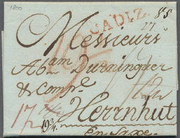 Br Sachsen - Vorphilatelie: 1800, Incoming Mail. Kleiner Taxbrief Aus CADIZ, Spanien Nach Herrnhut. - [Voorlopers