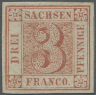 (*) Sachsen - Marken Und Briefe: 1850: 3 Pfg. Rot, Platte I, Ungebraucht Ohne Gummi In Allseitig Gleichm - Saxony
