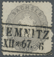 O Sachsen - Marken Und Briefe: 1863, 5 Ngr Türkisgrau Entwertet Mit Ra2 Von Chemnitz, Echt Und Tadello - Saxony