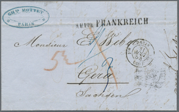 Br Sachsen - Besonderheiten: 1854, Incoming Mail, Faltbrief Aus Paris Mit Transitstempel "A.U.UEB. FRAN - Saxony