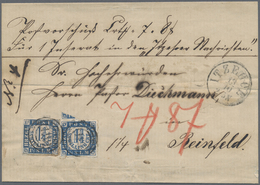 Br Schleswig-Holstein - Marken Und Briefe: 1864, 2 Stück 1 1/4 Sch Blau/rosa Entwertet Mit Dän. Nummern - Other & Unclassified