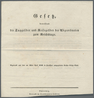 Br Thurn & Taxis - Vorphilatelie: 1849, Gedruckten Dokument "Gesetz Betreffend Die Taggelder Und Reiseg - Prefilatelia