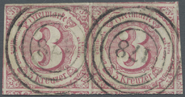 O Thurn & Taxis - Marken Und Briefe: 1862, 3 Kreuzer Rosa Waager. Paar Entwertet Mit 2x Klar Und Zentr - Altri & Non Classificati