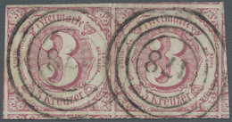 O Thurn & Taxis - Marken Und Briefe: 1862, 3 Kreuzer Rosa Waager. Paar Entwertet Mit 2x Klar Und Zentr - Autres & Non Classés