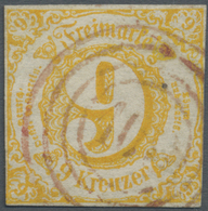 O Thurn & Taxis - Nummernstempel: "109" Erbach ROTER Nr.-St. Zentrisch Auf Einwandfreier 9 Kr. Gelb, K - Andere & Zonder Classificatie