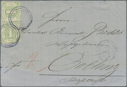 Brfst Thurn & Taxis - Nummernstempel: 1865, 2 X 1 Kr. Dst. (etwas Schnitt) Auf Brief-Vorderseite Mit Blaue - Other & Unclassified