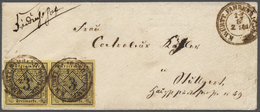 Br Württemberg - Marken Und Briefe: 1851: 3 Kr. Schwarz/lebhaftolivgelb, Type V, Seltene Farbe, Sehr Br - Other & Unclassified