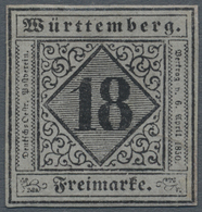 (*) Württemberg - Marken Und Briefe: 1851, 18 Kr. Schwarz Auf Violettgrau, Ungebraucht Mit Neugummi, Far - Other & Unclassified