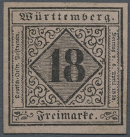 (*) Württemberg - Marken Und Briefe: 1851, Neudruck 18 Kr. Schwarz Auf Violettgrau, Ungebraucht Ohne Gum - Autres & Non Classés