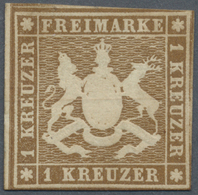 (*) Württemberg - Marken Und Briefe: 1857, Wappen 1 Kr. Dunkelbraunocker (sephia, Graustichig) Mit Seide - Other & Unclassified