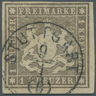 O Württemberg - Marken Und Briefe: 1865: 1 Kr. Hellgraubraun Mit Rotem Bayrischen Seidenfaden, Amtlich - Andere & Zonder Classificatie