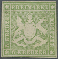 */(*) Württemberg - Marken Und Briefe: 1857, Wappenausgabe 6 Kr. Grün Mit Seidenfaden Ungebraucht, Origina - Altri & Non Classificati