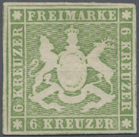 (*) Württemberg - Marken Und Briefe: 1857, Wappen 6 Kr. Grün Mit Seidenfaden, Farbfrische Ungebrauchte M - Andere & Zonder Classificatie