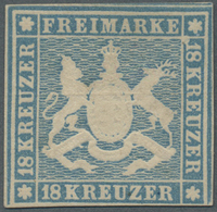 (*) Württemberg - Marken Und Briefe: 1857, 18 Kreuzer Hellblau Mit PLATTENFEHLER "weißer Punkt Vor Re. W - Autres & Non Classés