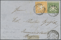 Br Württemberg - Marken Und Briefe: 1857/59, AUSGABEN-Mischfrankatur Mit Wappenausgabe 6 Kr. Dunkelgrün - Other & Unclassified
