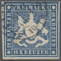 O Württemberg - Marken Und Briefe: 1860, Freimarke 18 Kreuzer Blau, Klare Abstempelung Und Schöne Wapp - Andere & Zonder Classificatie