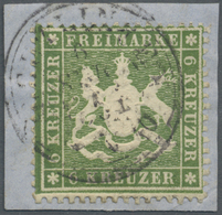 Brfst Württemberg - Marken Und Briefe: 1860, 6 Kr. Dunkelolivgrün, Rare Farbe, Farbfrisches Kabinettstück - Andere & Zonder Classificatie