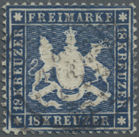 O Württemberg - Marken Und Briefe: 1861, Wappenausgabe 18 Kr. Dunkelblau, Eng Gezähnt , Dünnes Papier - Autres & Non Classés