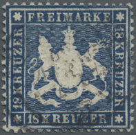 O Württemberg - Marken Und Briefe: 1861, Wappenausgabe 18 Kr. Dunkelblau, Eng Gezähnt , Dünnes Papier - Altri & Non Classificati