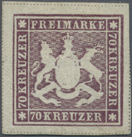 * Württemberg - Marken Und Briefe: 1873, Wappenausgabe 70 Kreuzer Braunlila, Erste Auflage, Sehr Farbf - Andere & Zonder Classificatie