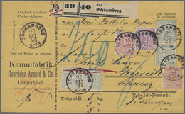 Br Württemberg - Marken Und Briefe: 1875, Sehr Seltene 4-Farbenfrankatur Auf Paketkarte Für 3 Pakete Vo - Autres & Non Classés