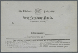 GA Württemberg - Ganzsachen: 1871, 1 Kr./1 Kr. Doppelkarte Mit DOPPELTEM FARBLOSEM "Albino"-Werteindruc - Other & Unclassified