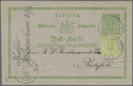 GA Württemberg - Ganzsachen: 1873, GA-Karte 1 Kr. Mit Umrandung Und Zusatzfrankatur 1 Kr. Gezähnt Von " - Autres & Non Classés