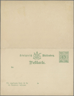 GA Württemberg - Ganzsachen: 1890. Doppelkarte 5+5 Pf Grün Ziffer, Ohne Strich Unter Der Dritten Punktz - Other & Unclassified